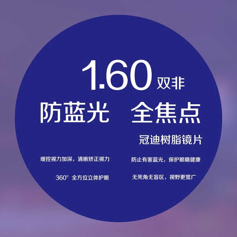 60全焦点镜片360环焦双非球面树脂近视眼镜片近视防蓝光镜片