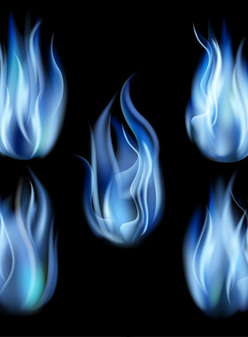 矢量高清蓝色幽灵火焰燃烧特效状态图标 EPS可转PNG免扣剪贴素材