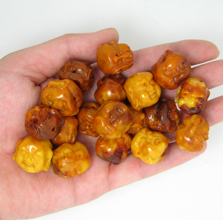 特价 天然老蜜蜡琥珀原矿原石佛头diy配件手串手链项链男女饰品