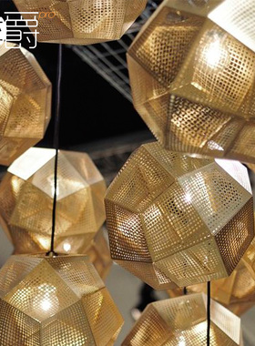创意几何盒子吊灯光影金银砖吊灯Tom Dixon Etch Shade吊灯
