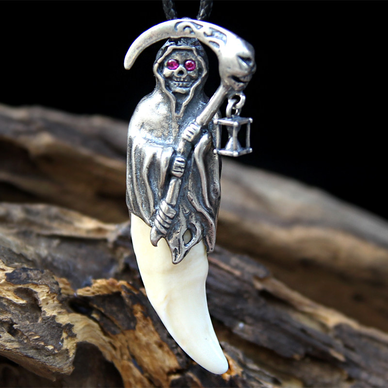 盈月狼牙造型吊坠项链真品黑狗牙藏獒牙齿骨质银套饰品死神款|msdalam kategori Aksesori/Barang Kemas Fesyen, loket/loket - dari Buy2taobao.com untuk memberikan perkhidmatan ejen Taobao profesional membeli