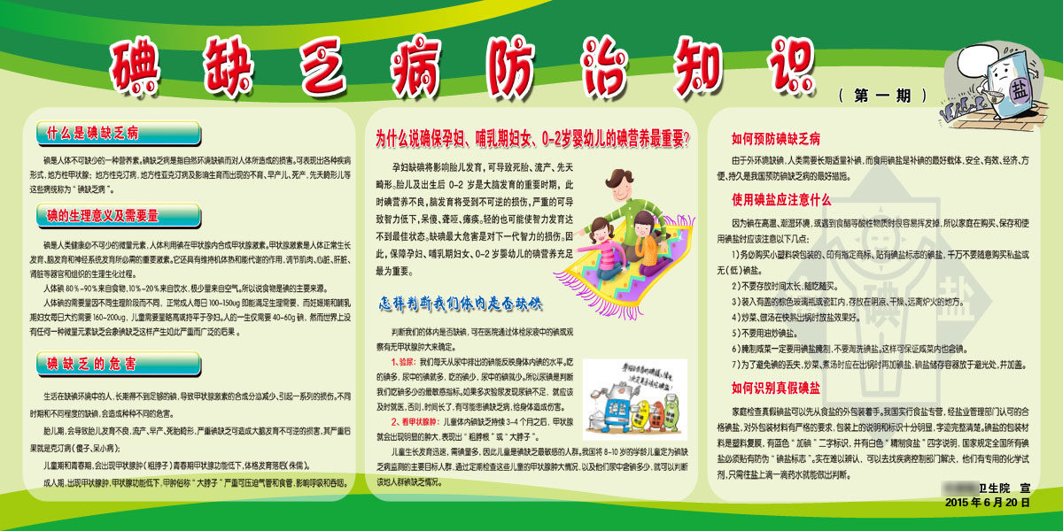 756海报印制展板写真喷绘96医院健康教育宣传栏碘缺乏病防治知识