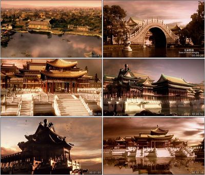 三维建筑动画古代圆明园园林古典建筑小桥庭院田子楼高清视频素材