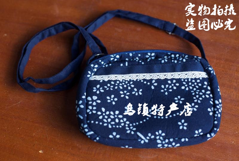 乌镇蓝印花布包包镶花边斜挎包小清新文艺小包小女孩逛街旅游包