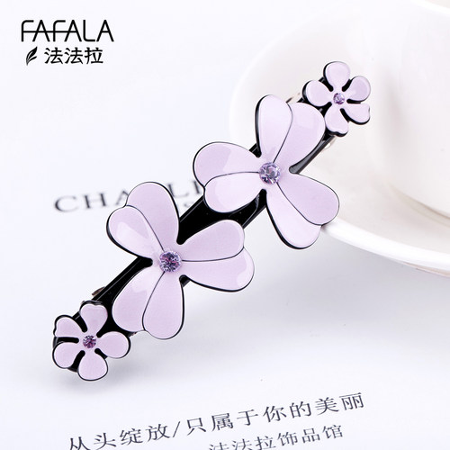 法国佩妮水钻花朵弹簧夹