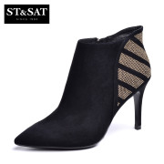 St&Sat/2015 winter Sheepskin new rivets on Saturday tipped ultra high heel ankle boots shoes SS54112694