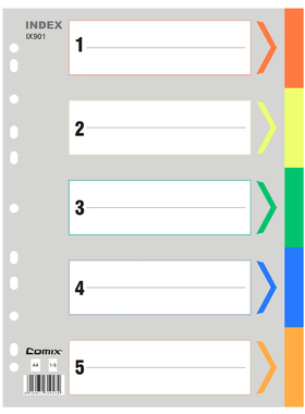 齐心隔页纸a4分页纸11孔索引纸塑料分类纸彩色目录纸办公用品文具