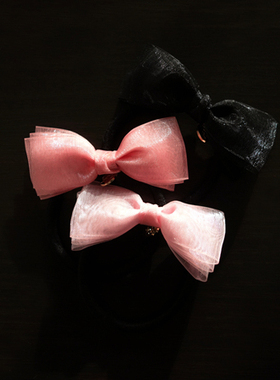 夏季新款reefur梨花雪纺纱蝴蝶结简约发圈头花头绳日本发饰蜜桃粉