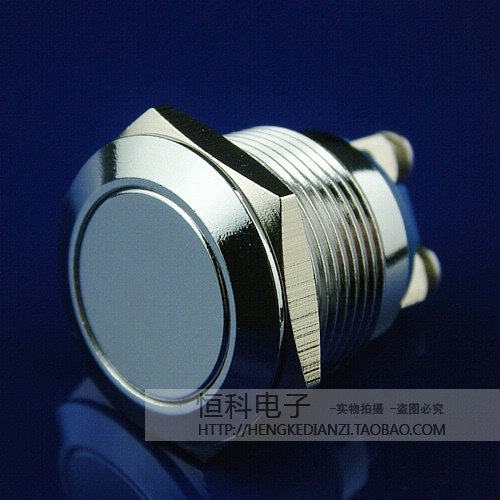 M19mm金属按钮开关 自动复位 铜镀鉻 电源开关 电器开关 环保