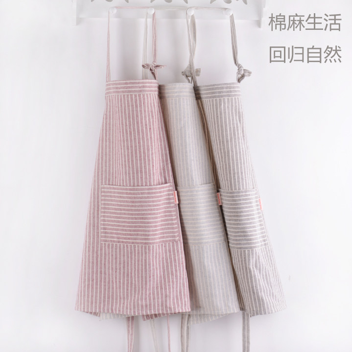 围裙麻棉画画可调节日式小清新