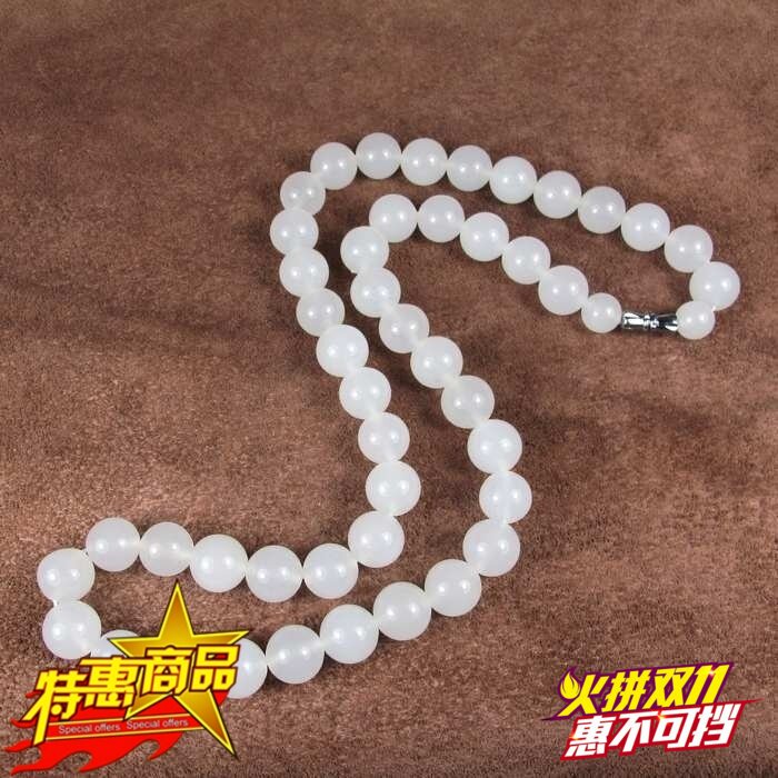 包邮和田玉白玉项链新疆昆仑羊脂级玉男女款项链玉10mm