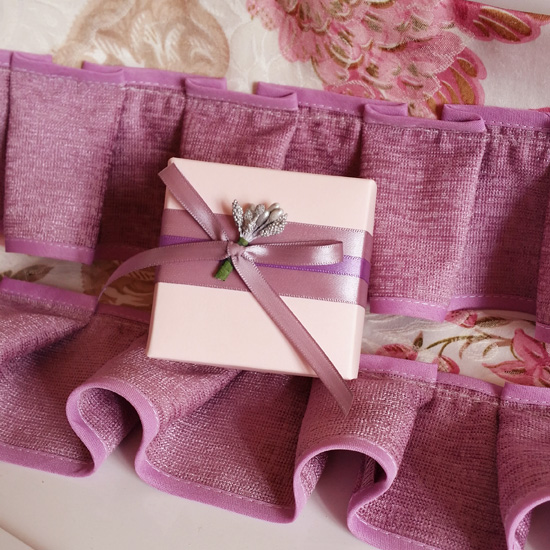 韩版简约 甜美风蝴蝶结喜糖盒 婚礼糖果盒小礼盒粉紫色免折叠空盒