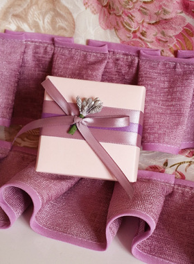 韩版简约 甜美风蝴蝶结喜糖盒 婚礼糖果盒小礼盒粉紫色免折叠空盒