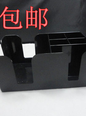 包邮 纸巾盒 多功能纸巾吸管盒 正方形纸巾盒 黑色塑料多用面纸盒