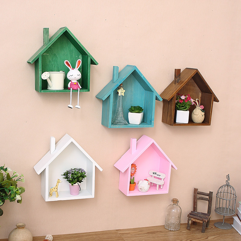 美式zakka做旧彩色实木小房子装饰收纳盒创意壁挂壁饰隔板置物架|msdalam kategori perabot kediaman, rak, rak/rak - dari Buy2taobao.com untuk memberikan perkhidmatan ejen Taobao profesional membeli