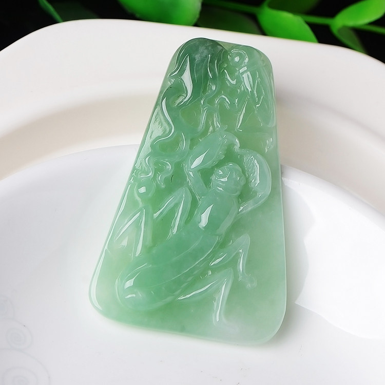 玉石寨h老坑冰糯种满绿挂件缅甸a货翡翠螳螂吊坠配证书正品玉器