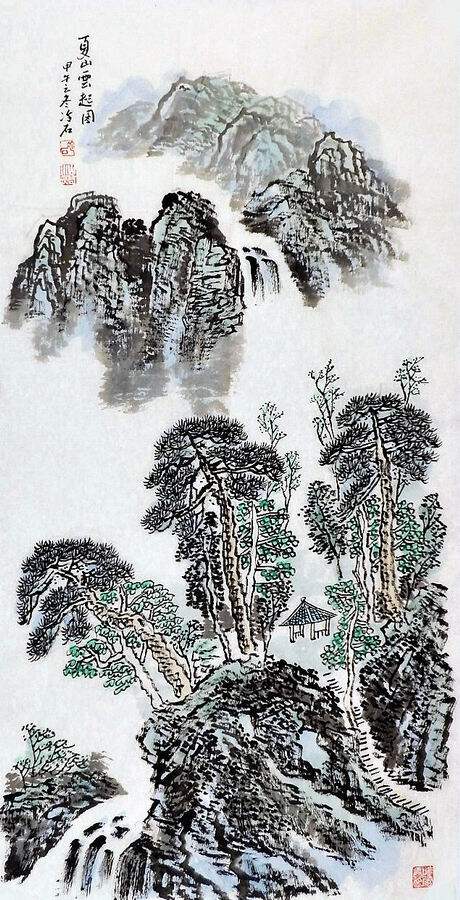 平民画院手绘字画真迹热销E031613冷石珍三尺国画山水夏山云起100