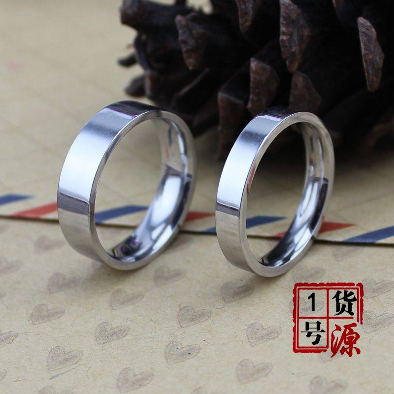 不褪色韩版时尚光面戒指一对可定制刻字钛钢情侣戒指对戒指环热卖