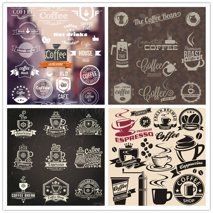 A1812矢量复古咖啡店店招LOGO模板菜单元素 AI设计素材