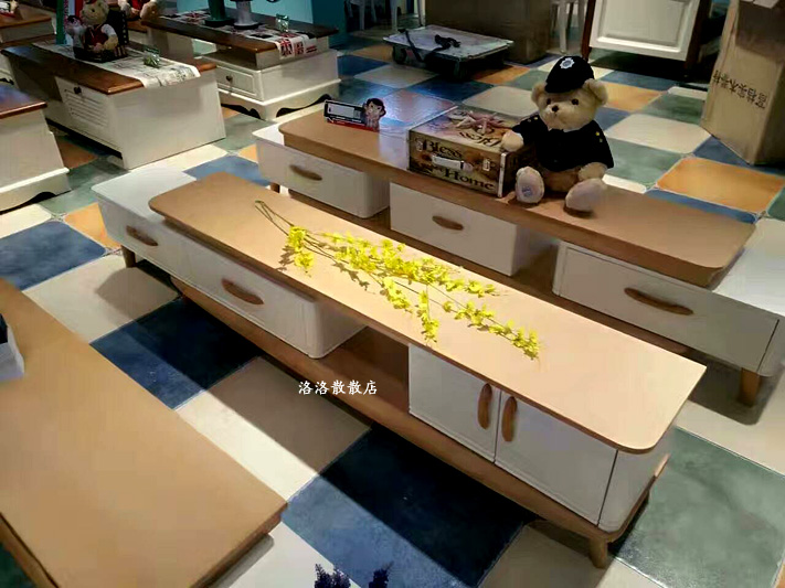 小憨豆正品 北欧简约客厅视听柜小户型可伸缩电视柜TV1305 原木色