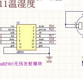 温湿度传感器DHT11原理图烟雾传感器MQ-2 MQ-3无线火灾报警NRF905