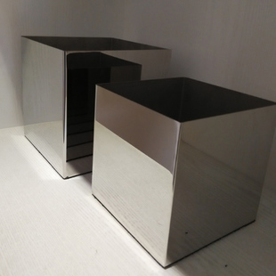 金属花瓶/花插/花盆 不锈钢花盆 新家装饰 台面方形小花盆摆件