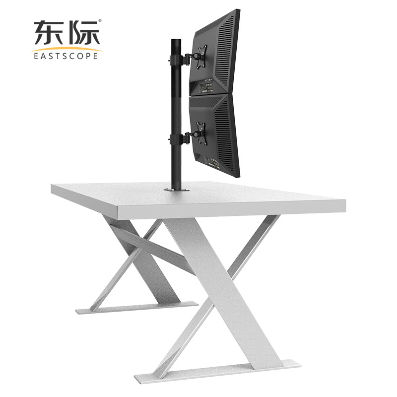 东际 上下双屏显示器支架 带走线挂架桌面锁孔 50mm加粗挂架S0297