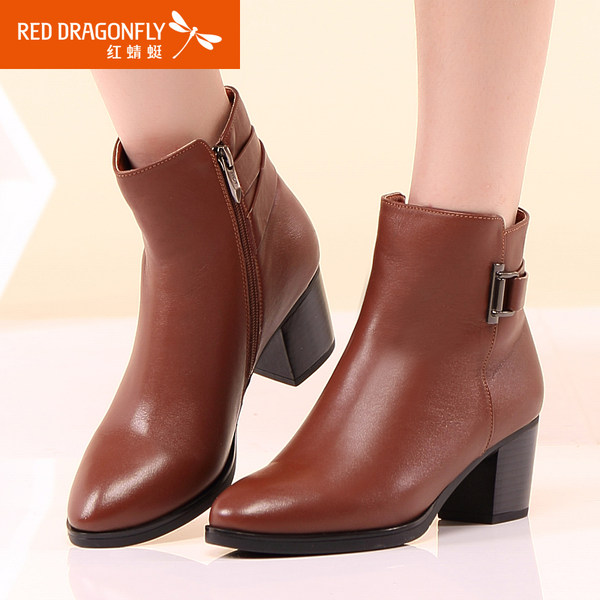 16年秋冬款 红蜻蜓 粗跟 女式短靴 优惠券折后￥299包邮（￥399-100）2色可选