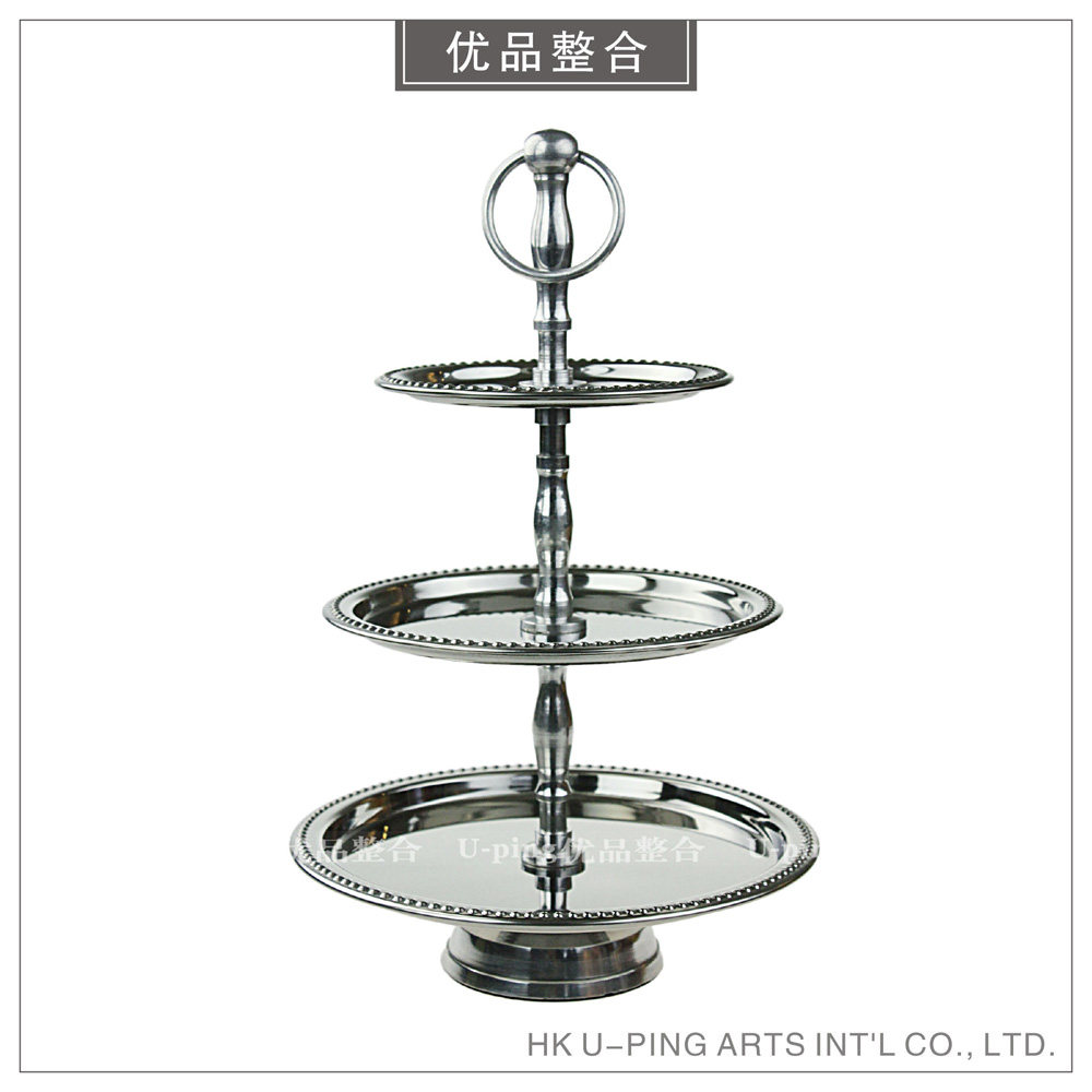 进口三层圆形点心托盘糖果盘蛋糕面包展示架软装厨房饰品TP77-3-1