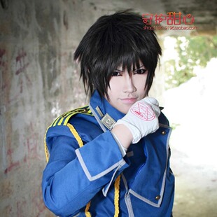 包邮短发无爱之战-青柳立夏/钢之炼金术师-罗伊马斯坦cosplay假发
