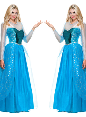 万圣节服装 冰雪奇缘公主裙 Frozen 艾莎女王elsa成人cos演出服
