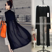 莫代尔雪纺拼接外套夏季 防晒衣薄风衣中长款 外搭长袖 新款 披肩开衫