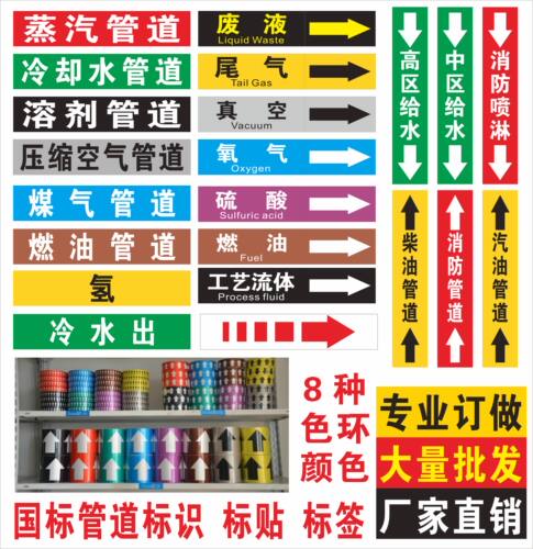 反光管道标识|管道标贴标签|流向箭头标/安全标识管路色标不干胶 - 封面