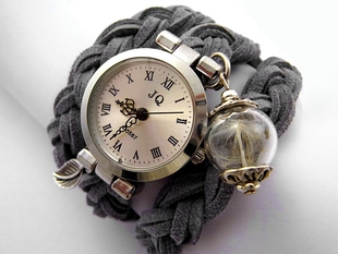 Dandelion ㊣德国代购 的蒲公英种子玻璃球灰色麂皮腕表手表