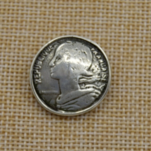 皮雕皮艺DIY搭配五金古银装饰扣皮夹扣财布扣 法国法郎硬币财布扣