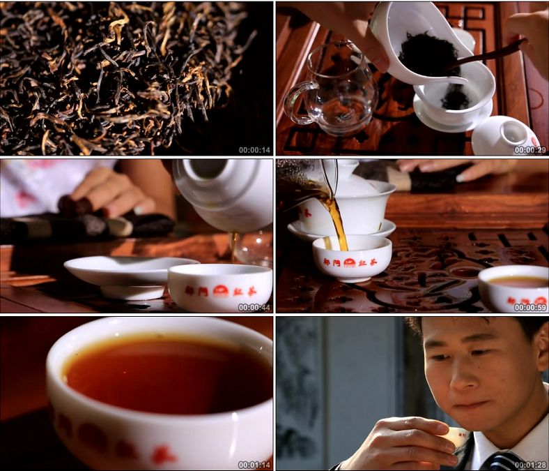 祁门红茶茶道茶艺品茶喝茶泡茶沏茶冲茶茶叶中国高清实拍视频素材