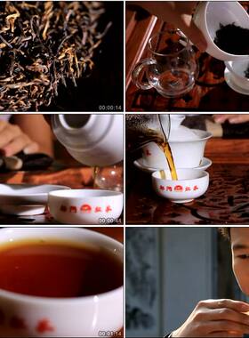 祁门红茶茶道茶艺品茶喝茶泡茶沏茶冲茶茶叶中国高清实拍视频素材