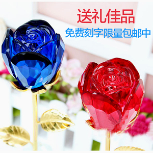 水晶玫瑰七夕情人节男送女友女朋友情侣创意生日礼品女生实用