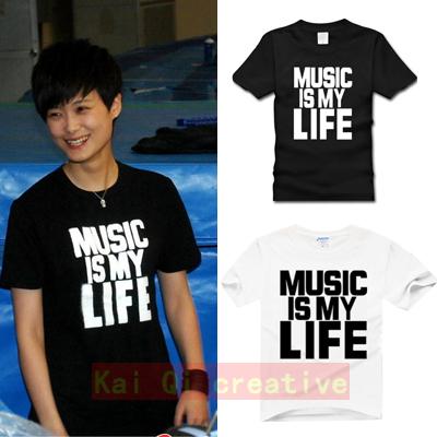 包邮李宇春同款t恤 Music Is My Life 男女情侣短袖纯棉t恤