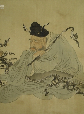 工笔画底稿明  陈老莲 仙翁图斗方白描打印稿毛笔勾线宣纸稿