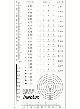 INNOLUX标准菲林尺/透明软尺/公司定制LOGO污点规/点线规 J-12