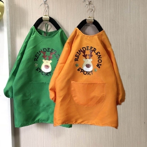 儿童画画防水罩衣长款中大童幼儿园绘画衣长袖围裙可印字定制logo
