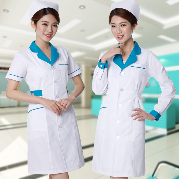 护士服女偏襟粉色长袖冬装纹绣师短袖夏装药店工作服白大褂美容院