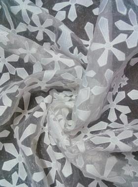 进口高密度欧根纱电脑绣花布料/汉服面料/衬衫上衣裙子时装料diy