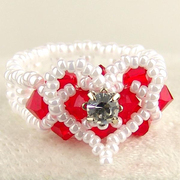 Crystal heart-shaped diamond ring Japan imported beads hand-beading DIY kits