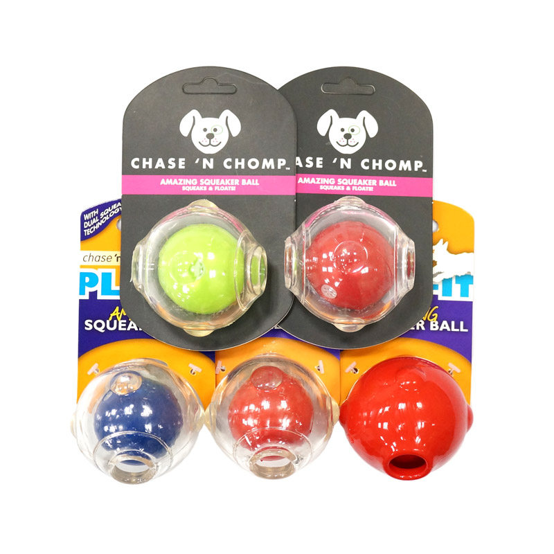 caitec美国益智宠物狗玩具双层发声软胶弹力球漏食浮水中号6.4cm