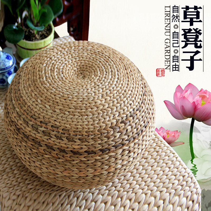 北欧田园创意草编蒲团坐垫 矮凳坐凳换鞋凳 阳台飘窗地板坐凳坐垫,居家布艺,蒲团,淘宝优惠券,粉丝福利购,淘宝优惠卷