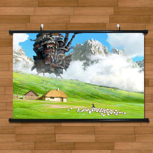 动漫哈尔的移动城堡大海报挂画有框画日本宫崎骏卡通客厅装饰画