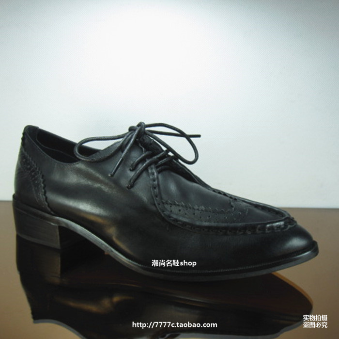 欧洲站英伦风系带打蜡牛皮休闲鞋