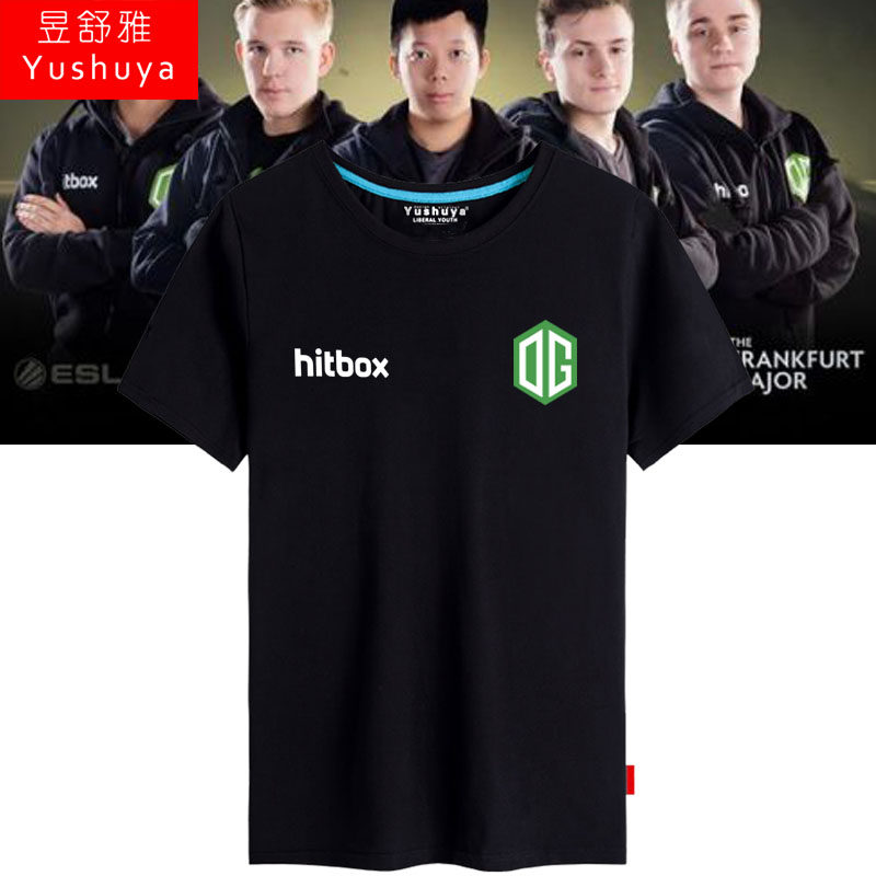 刀塔dota2衣服 夏装新款og战队队服男短袖t恤短裤纯棉简约大码